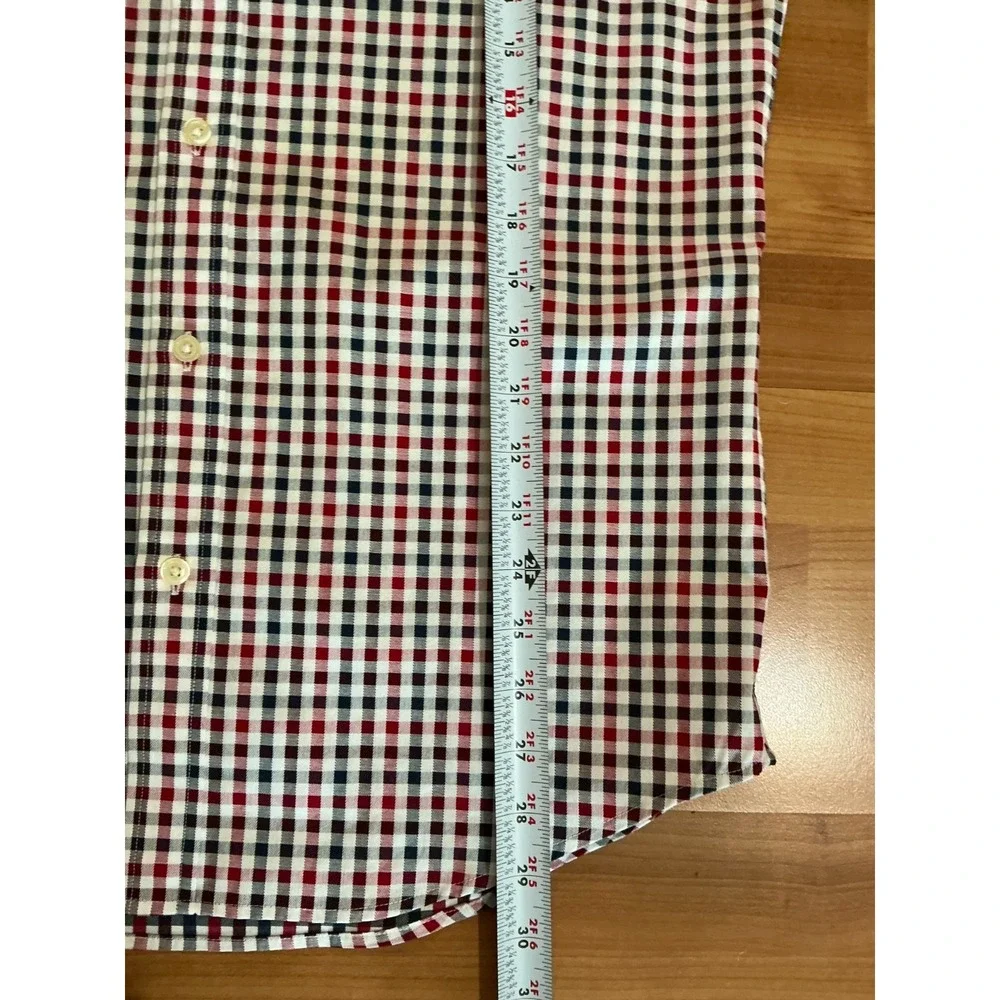 Banana Republic Non Iron Slim Fit Shirt Mens Medium Red Ivory Gingham Check